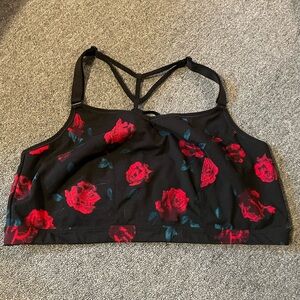 Livi Floral Black and Red Sports Bra